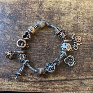 Pandora Authentic charm bracelet silver with 14 charms
